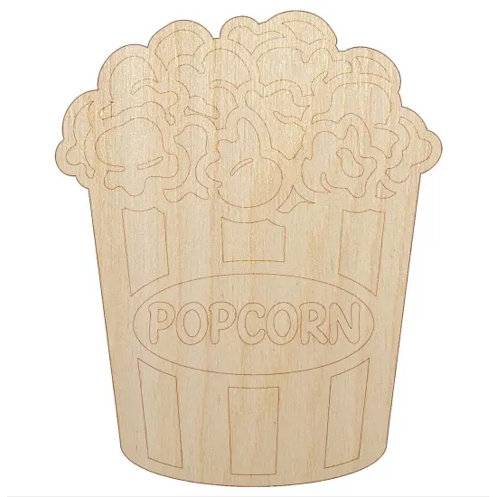 Big Bucket of Popcorn Movie Theater Unfinished Wood Shape Piece Cutout for DIY Craft Projects {7}