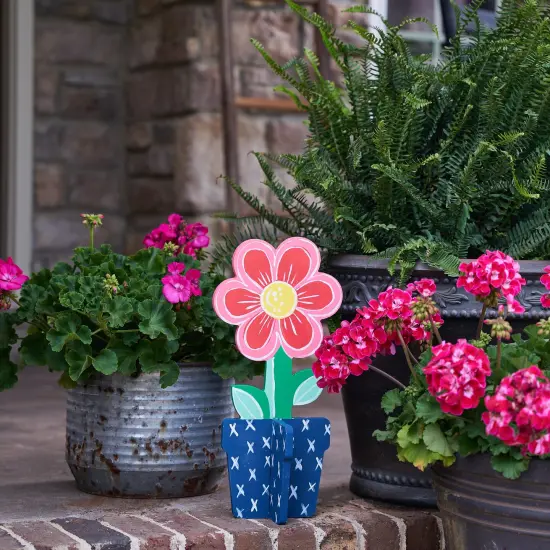 18 in. Unfinished Wooden Slotted Standing Flower {6}