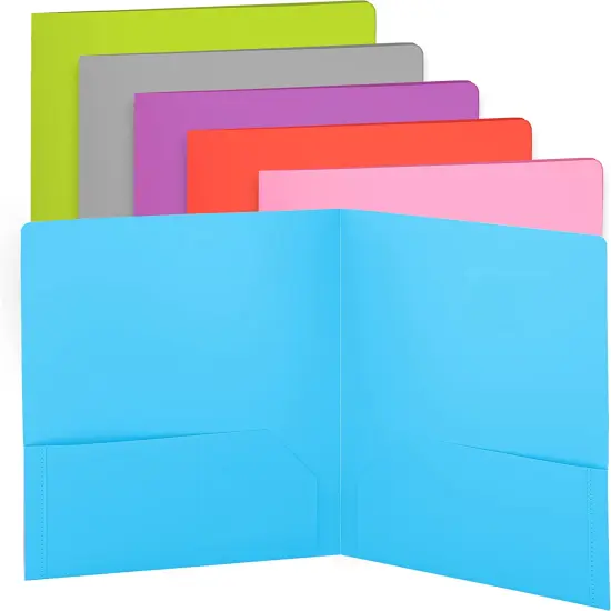 Enday Plastic Solid Color 2-Pockets Poly Portfolio Pink {2}