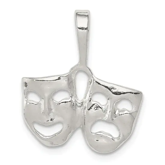 Sterling Silver Comedy & Tragedy Mask Charm Jewerly 23mm x 19mm {1}