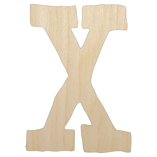 Letter X Uppercase Cute Typewriter Font Unfinished Wood Shape Piece Cutout for DIY Craft Projects {1}