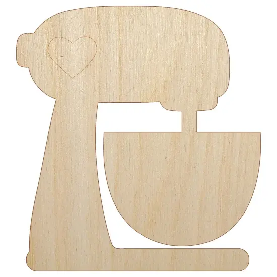 Baking Mixer with Heart Baker Unfinished Wood Shape Piece Cutout for DIY Craft Projects {7}