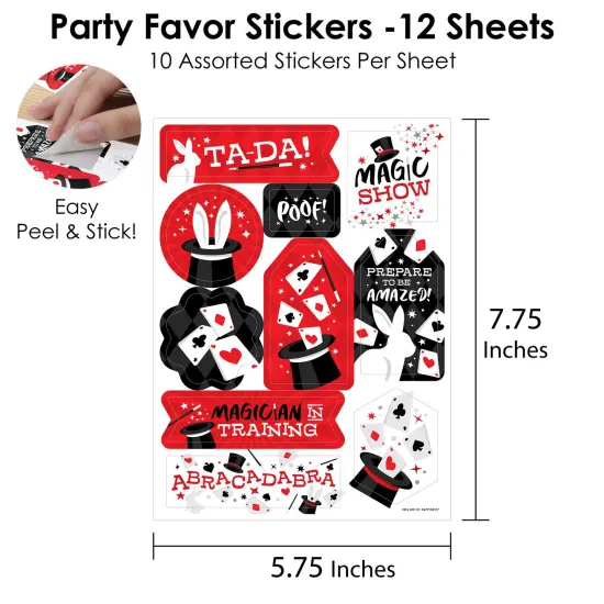 Big Dot of Happiness Ta-Da, Magic Show - Magical Birthday Party Favor Sticker Set - 12 Sheets - 120 Stickers {4}