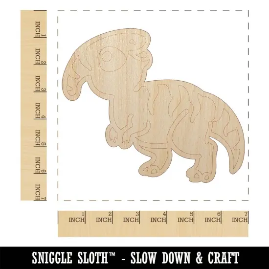 Chibi Parasaurolophus Dinosaur Unfinished Wood Shape Piece Cutout for DIY Craft Projects {1}