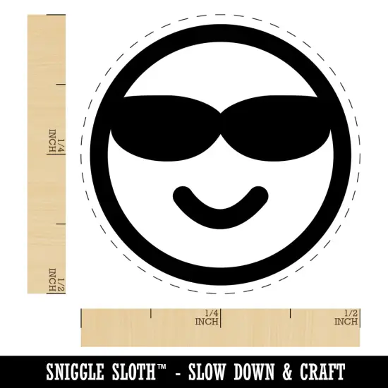 Sunglasses Cool Smile Happy Emoticon Self-Inking Rubber Stamp for Stamping Crafting Planners Lime Green {1}