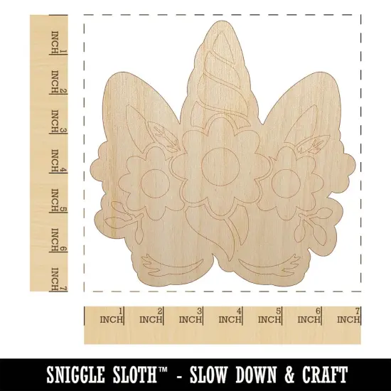 Pretty Sleepy Unicorn Face Unfinished Wood Shape Piece Cutout for DIY Craft Projects {1}