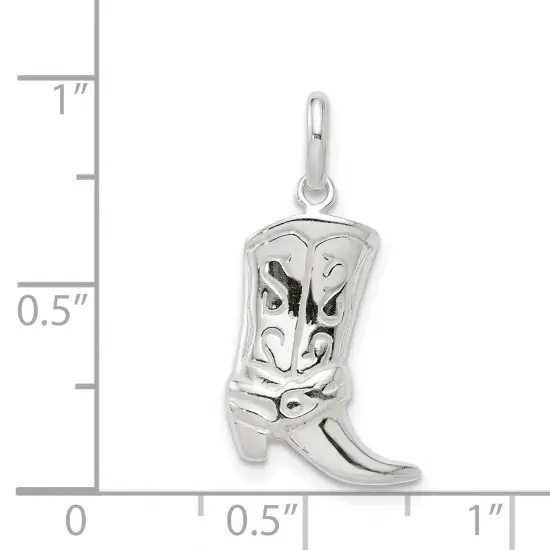 Sterling Silver Cowboy Boot Charm Pendant Jewelry 22mm x 17mm {5}