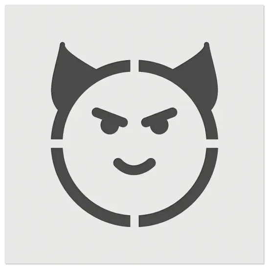Happy Devil Face Emoticon Wall Cookie DIY Craft Reusable Stencil {2}