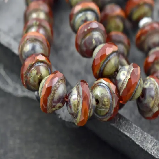 Orange Opal Picasso Saturn Beads - Choose Your Size {4}