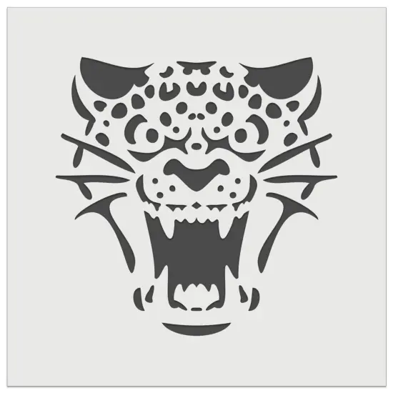 Ferocious Snarling Leopard Jaguar Jungle Cat Wall Cookie DIY Craft Reusable Stencil {7}