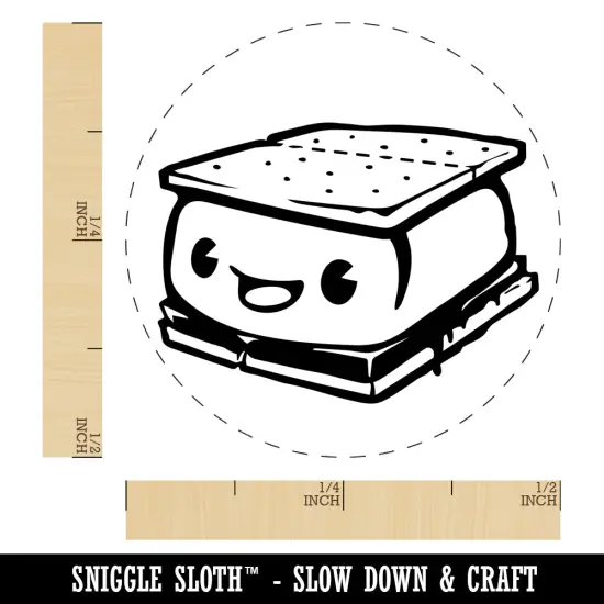 Cute Kawaii S'mores Marshmallow Self-Inking Rubber Stamp for Stamping Crafting Planners Brown {1}