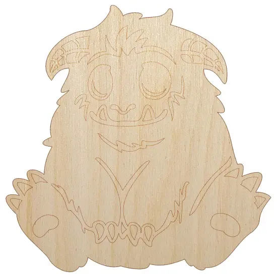 Chibi Sitting Yeti Abominable Snowman Unfinished Wood Shape Piece Cutout for DIY Craft Projects {7}
