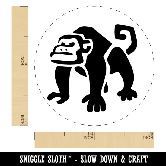 Grumpy Monkey with Curly Tail Self-Inking Rubber Stamp Ink Stamper for Stamping Crafting Planners Orange {1}