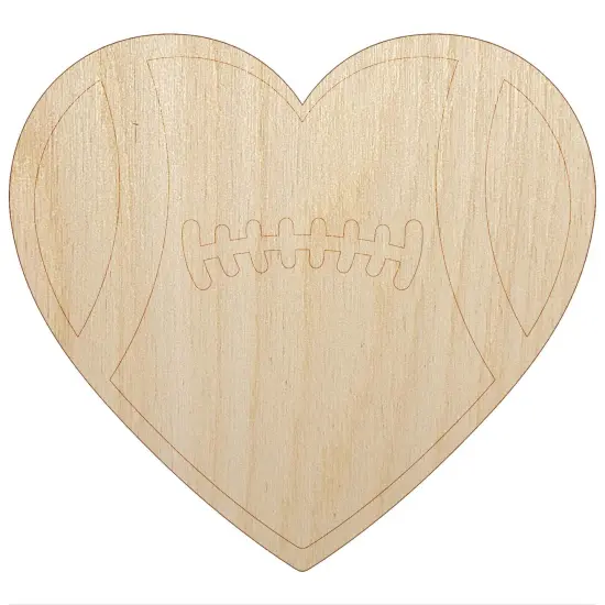 Heart Shaped Football Sports Unfinished Wood Shape Piece Cutout for DIY Craft Projects {2}
