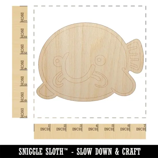 Kawaii Sad Blobfish Unfinished Wood Shape Piece Cutout for DIY Craft Projects {1}