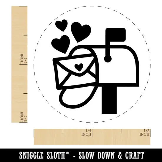Cute Mailbox with Hearts Self-Inking Rubber Stamp for Stamping Crafting Planners Sky Blue {1}