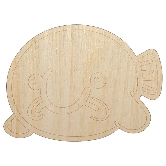 Kawaii Sad Blobfish Unfinished Wood Shape Piece Cutout for DIY Craft Projects {7}