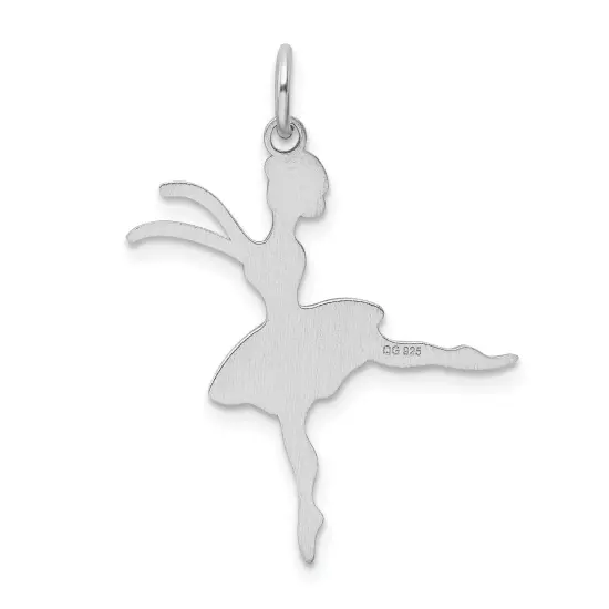 Sterling Silver Ballerina Charm Pendant Ballet Jewelry 27mm x 24mm {4}