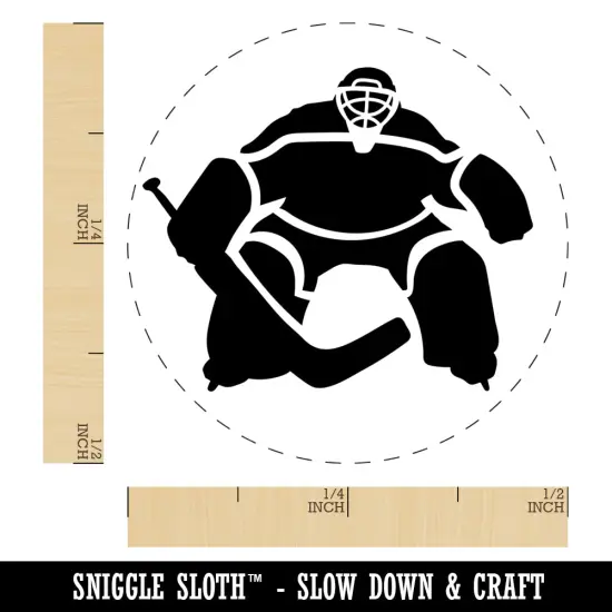 Hockey Goalie Goalkeeper with Stick Self-Inking Rubber Stamp Ink Stamper for Stamping Crafting Planners Green {1}