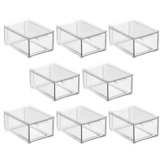 mDesign Plastic Stackable Bathroom Vanity Storage Organizer with Drawer {5}