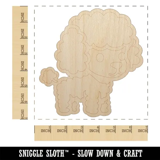 Cute and Fluffy Poodle Dog Unfinished Wood Shape Piece Cutout for DIY Craft Projects {1}
