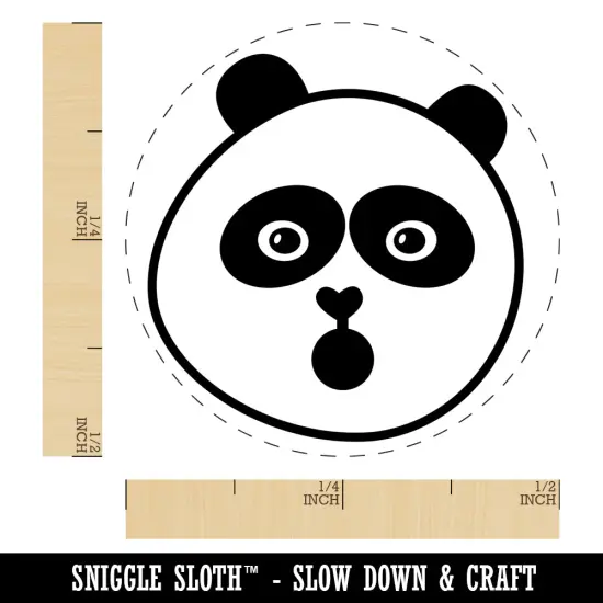 Surprised Panda Face Shocked Self-Inking Rubber Stamp for Stamping Crafting Planners Purple {1}