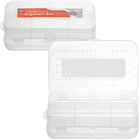 Enday 8" Bright Color Double Desk Organizer Box Orange {7}