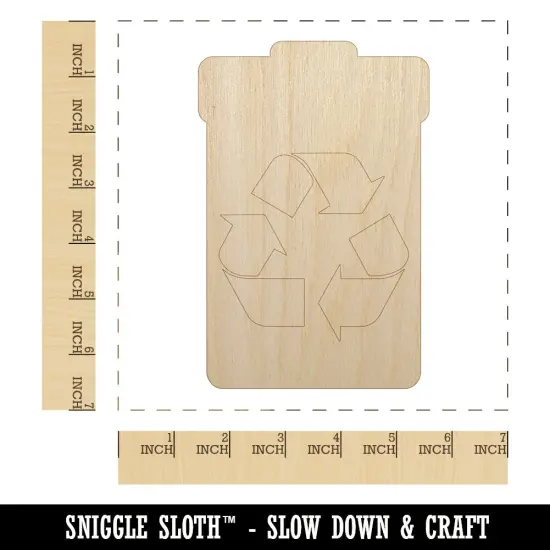 Recycle Can Solid Unfinished Wood Shape Piece Cutout for DIY Craft Projects {1}