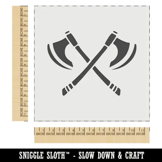 Crossed Viking Battle Axes Weapons Wall Cookie DIY Craft Reusable Stencil {1}