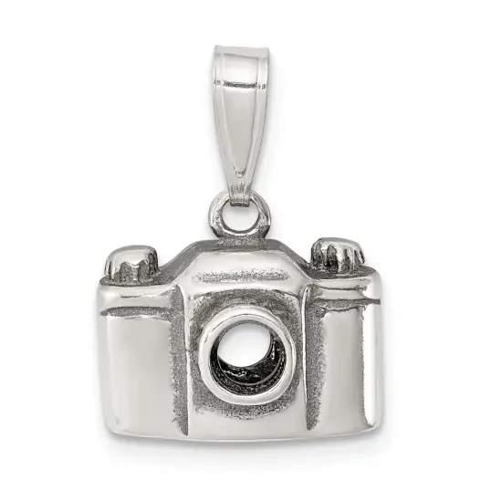 Sterling Silver Antiqued Camera Charm Pendant Jewelry 11mm x 13mm {1}
