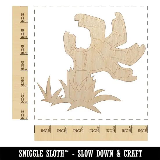 Zombie Hand Popping Out of Ground Halloween Unfinished Wood Shape Piece Cutout for DIY Craft Projects {1}