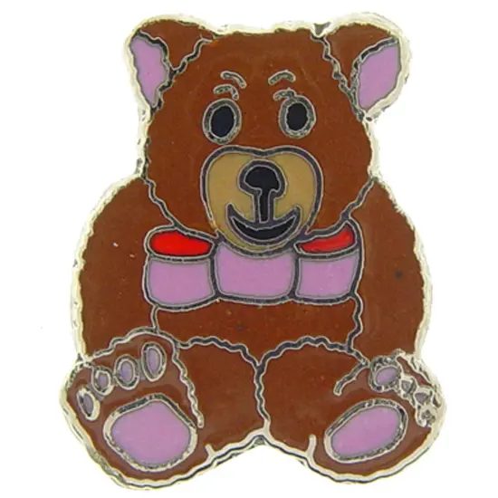 Teddy Bear Pin Brown 1" {1}