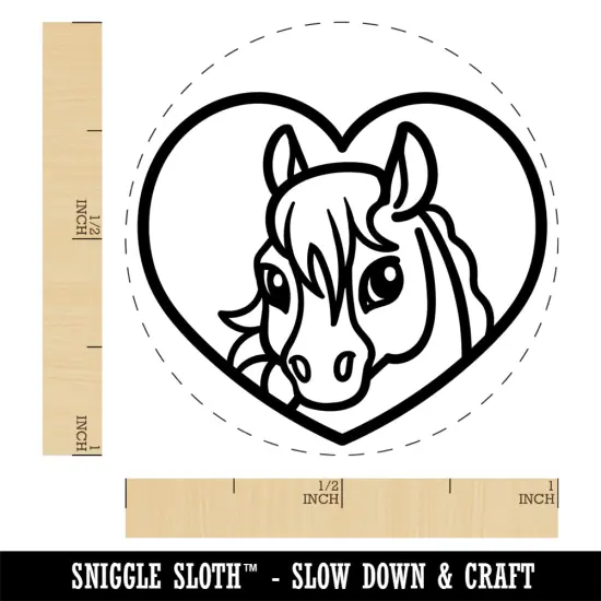 Horse Inside of Heart Self-Inking Rubber Stamp Ink Stamper for Stamping Crafting Planners Red {1}