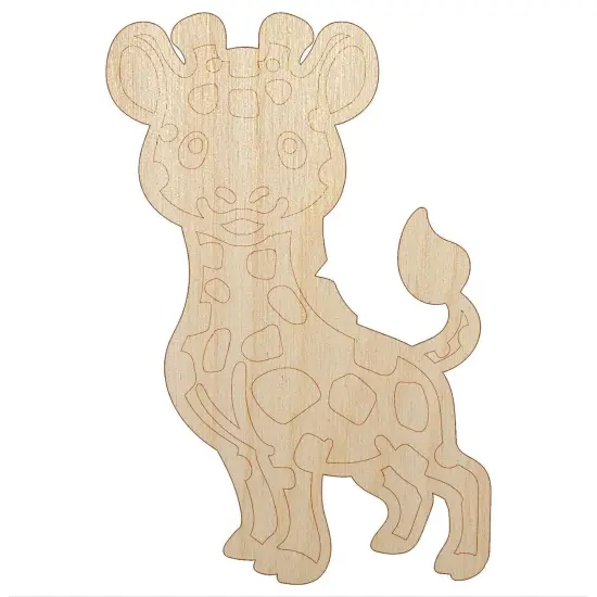 Lovable Giraffe African Zoo Animal Unfinished Wood Shape Piece Cutout for DIY Craft Projects {2}