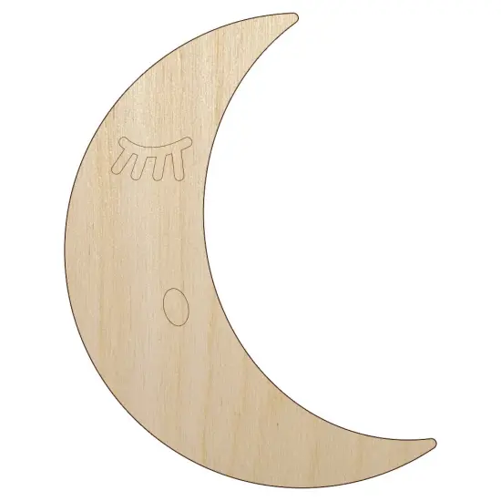 Sleeping Moon Unfinished Wood Shape Piece Cutout for DIY Craft Projects {1}