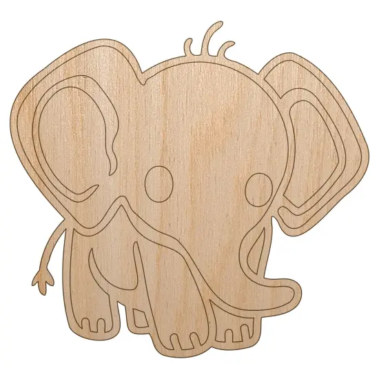 Cute Baby Elephant Unfinished Wood Shape Piece Cutout for DIY Craft Projects {2}