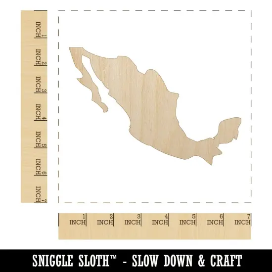 Mexico Country Solid Unfinished Wood Shape Piece Cutout for DIY Craft Projects {1}