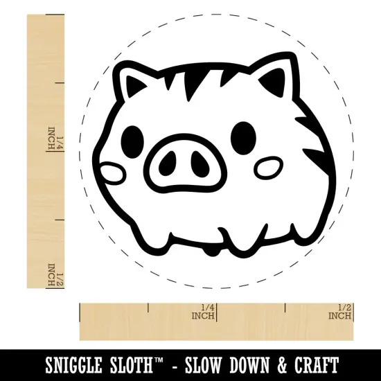 Fun Chibi Wild Boar Pig Swine Self-Inking Rubber Stamp for Stamping Crafting Planners Sky Blue {1}