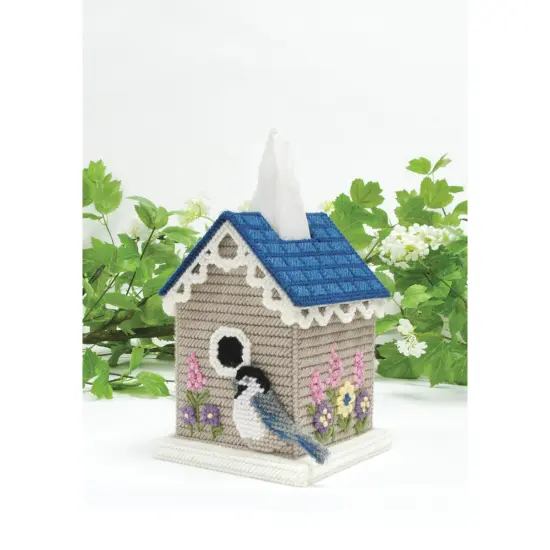 Mary Maxim Plastic Canvas Tissue Box Kit 5"-Birdhouse {2}