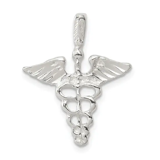Sterling Silver Caduceus Charm Medical Pendant Jewelry 25mm x 20mm {1}