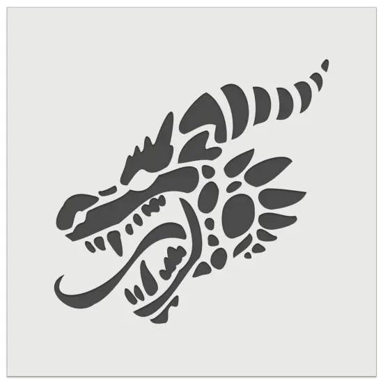 Dragon Head Side View with Tongue Out Wall Cookie DIY Craft Reusable Stencil {2}