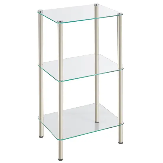mDesign Metal/Glass Tiered Storage Tower with Open Glass Shelves {3}