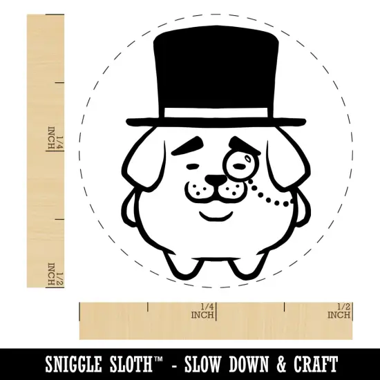 Weird Fancy Gentleman Dog Pup Top Hat Monocle Self-Inking Rubber Stamp for Stamping Crafting Planners Brown {1}