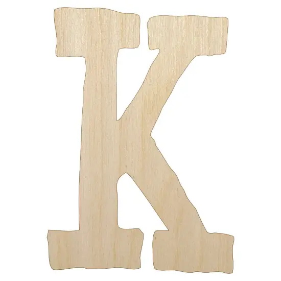 Letter K Uppercase Cute Typewriter Font Unfinished Wood Shape Piece Cutout for DIY Craft Projects {1}
