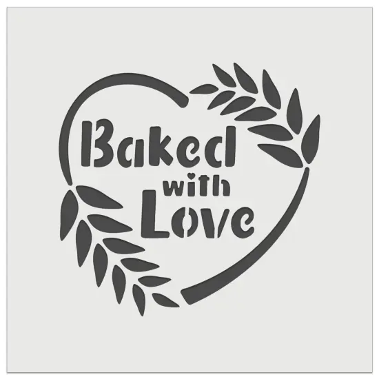 Baked with Love Heart Wheat Wreath Bread Baking Wall Cookie DIY Craft Reusable Stencil {7}