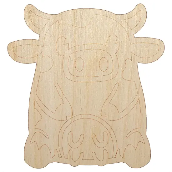 Cute Spotted Cow Sitting Unfinished Wood Shape Piece Cutout for DIY Craft Projects {2}