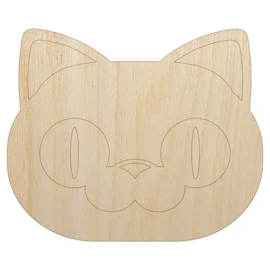 Round Cat Face Excited Unfinished Wood Shape Piece Cutout for DIY Craft Projects {7}