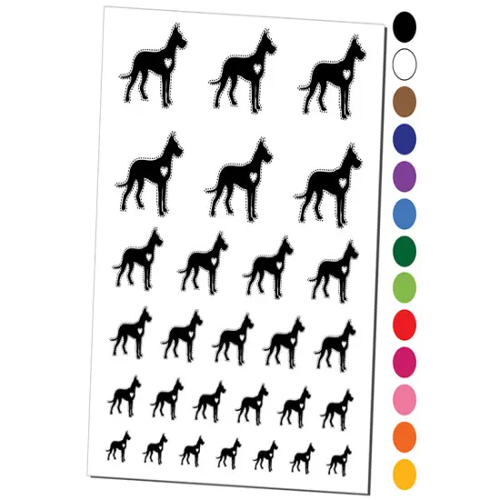 Great Dane Dog with Heart Temporary Tattoo Water Resistant Fake Body Art Set Collection Yellow {1}