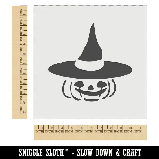 Jack-O'-Lantern with Witch Hat Halloween Pumpkin Wall Cookie DIY Craft Reusable Stencil {1}