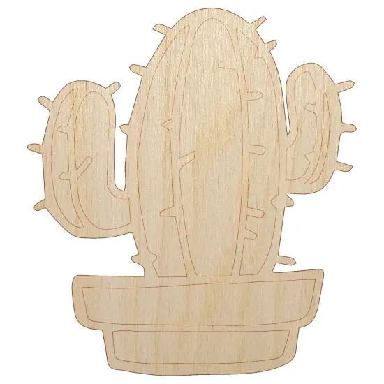 Hand Drawn Cactus Doodle Unfinished Wood Shape Piece Cutout for DIY Craft Projects {2}